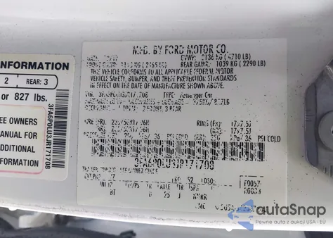 2018 Ford Fusion Hybrid Se z USA, uszkodzony, nr VIN 3FA6P0LU3JR171708